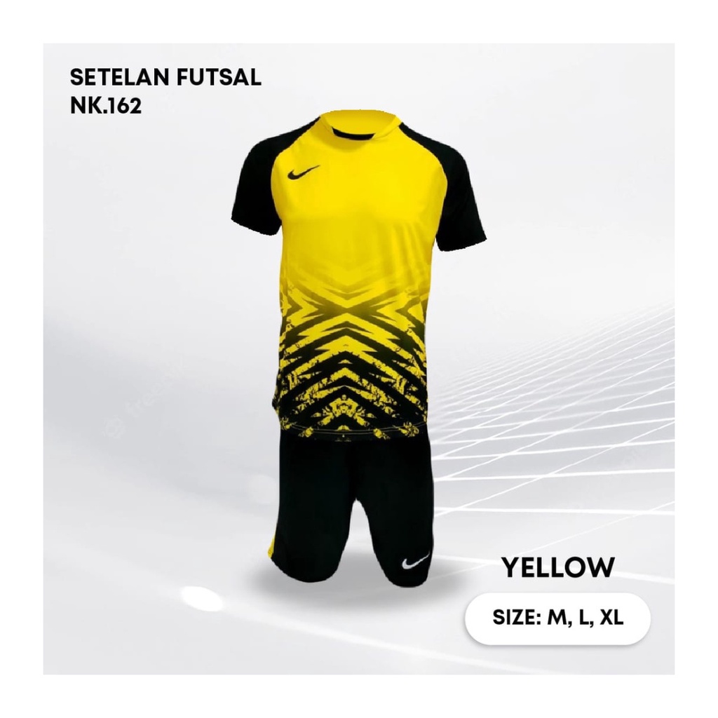 Kaos futsal pria NK162 setelan baju celana sepakbola jersey wanita dewasa t-shirt outfit seragam jarsey kostum olahraga pakaian apparel sport jersy jogging gym tenis hiking casual jersi print custom suit kuning