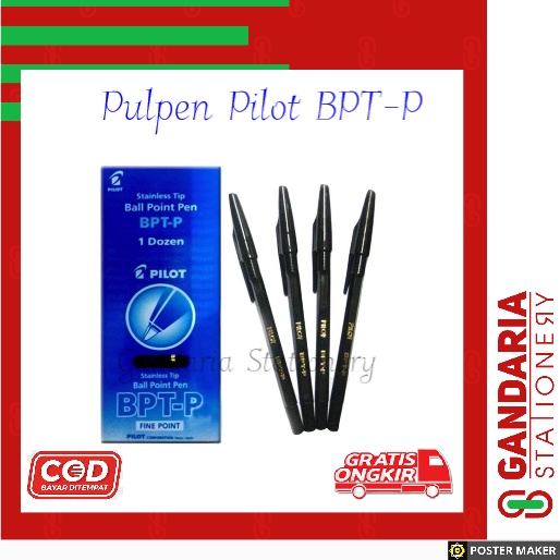 

Pulpen Stainless Tip Ball Point Pen Hitam BPT - Pilot (1 pcs)