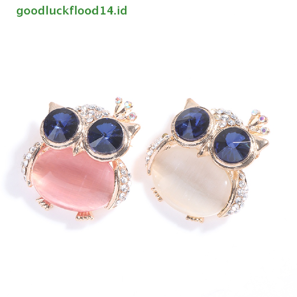 [GOOGFOUR] 1pc Bros Burung Hantu Mata Biru Untuk Wanita Hewan Lucu Brooch Pin Aksesoris Pakaian [TOP]