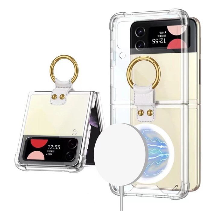 Case Magnet Samsung Z Flip 3/Flip 4 Back Case Transparan Ring Metal