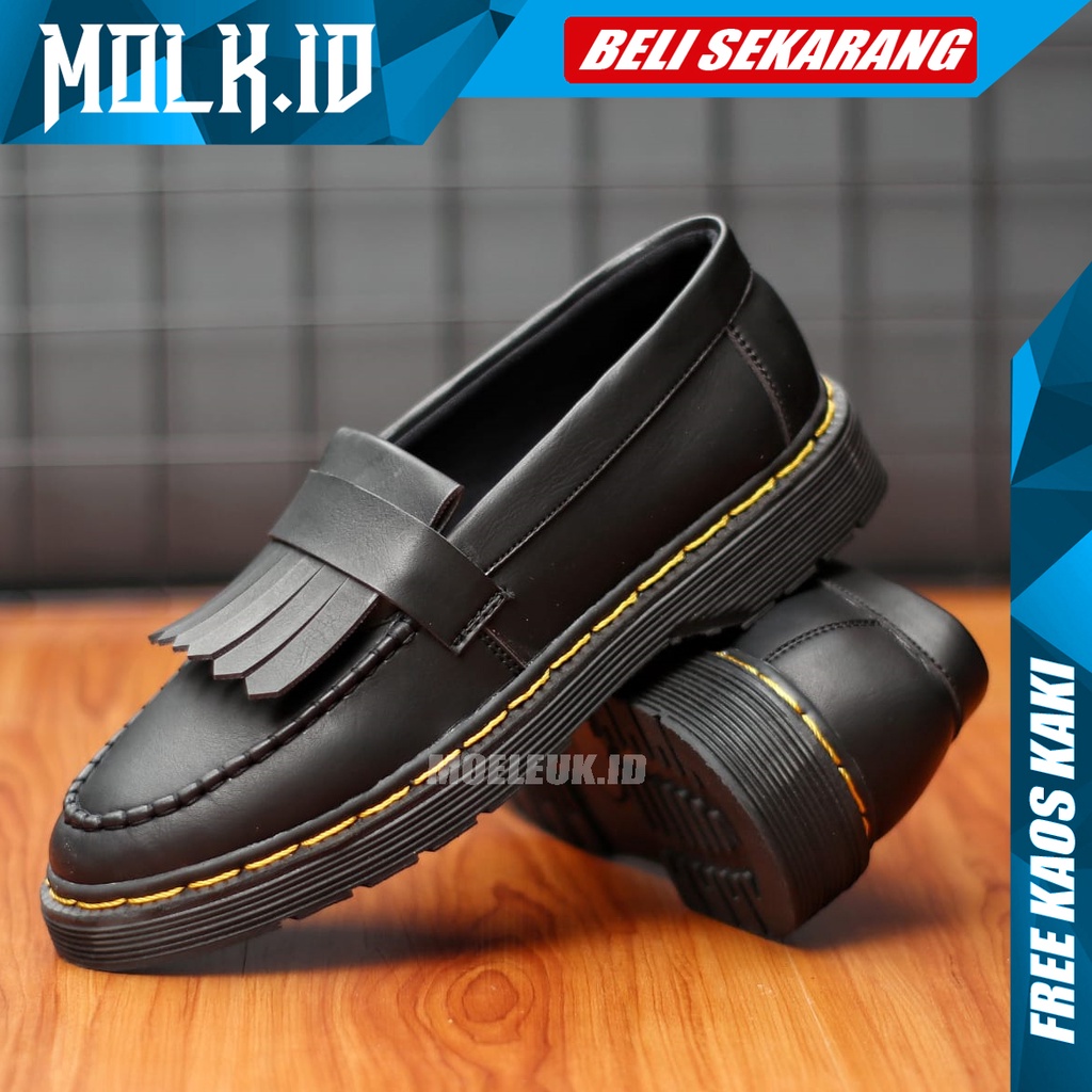 MOLK Sepatu Penny Loafer kulit hitam pria original