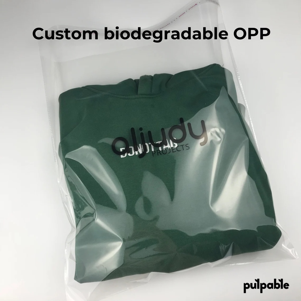 

Custom Biodegradable OPP Ramah lingkungan/packing baju transparan 17x25cm dengan lem