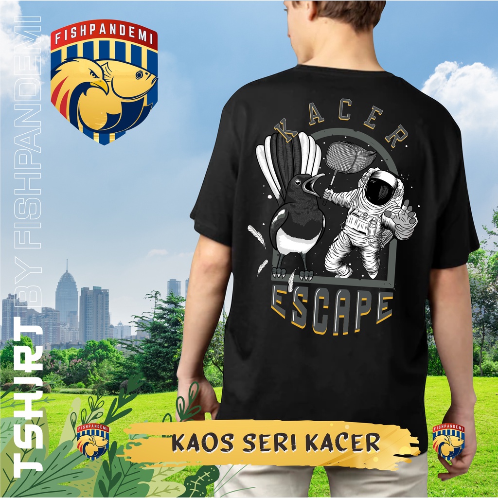 Kaos Seri Kacer Dada Putih/Kaos Motif Kacer Dada Putih x Astronot/Kaos Distro