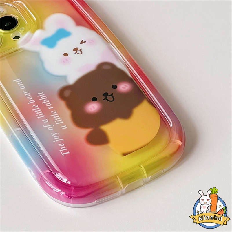 IPHONE Casing Kompatibel Untuk Iphone14 13 12 11 Pro Max X Xr Xs Max8 7 6 6s Plus Se2020Kartun Lovely Rabbit Tpu Silikon Casing Ponsel Tebal Airbag Shockproof Soft Case Cover Pelindung