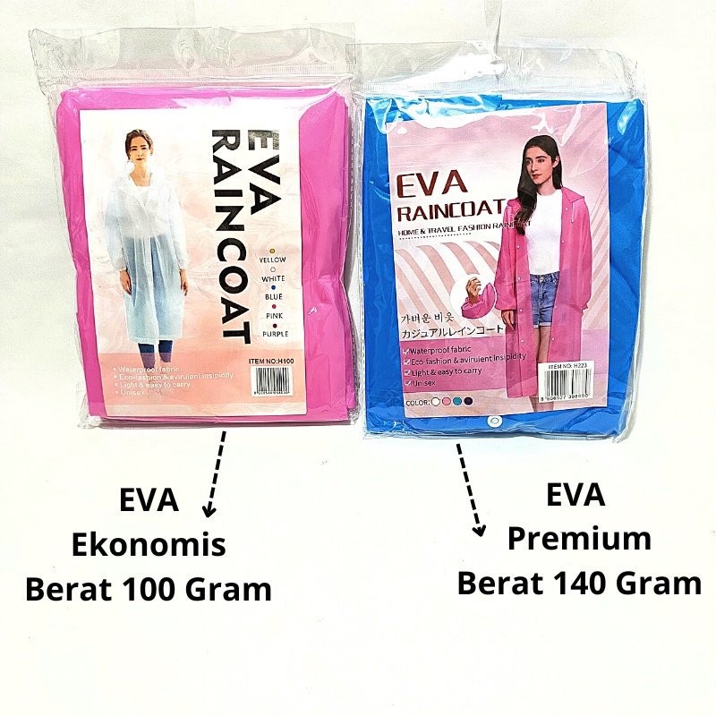 Jas Hujan EVA Jas Hujan Terusan EVA Dewasa Pria Wanita Raincoat PVC EVA Model Gamis Terusan Tebal