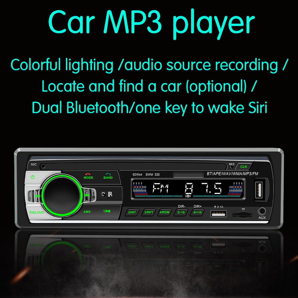 Occkic Tape Mobil MP3 Player Audio Car Bluetooth Hands Free Call - SWM530 - Black