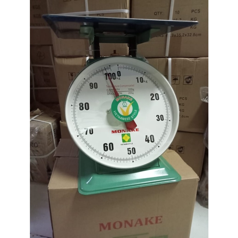 Timbangan NHNO HOA HIJAU Vietnam Quality 100kg Besi Stainless Jarum Analog Manual Duduk Sembako Telor Kue Tepung Buah Sayur Daging Ikan Barang Laundry Kargo MERK MONAKE