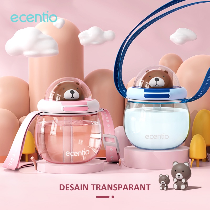 FOODI Botol minum anak Tritan Bahan food grade Sedotan 650ml tali/karakter animal beaer/Sedotan berbahan silicon/tumbler portable BPA FREE