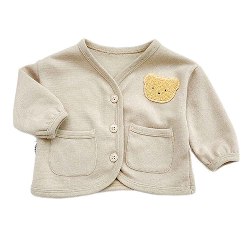 Jaket anak unisex premium usia 1-2 tahun jaket motif Bear Cream import