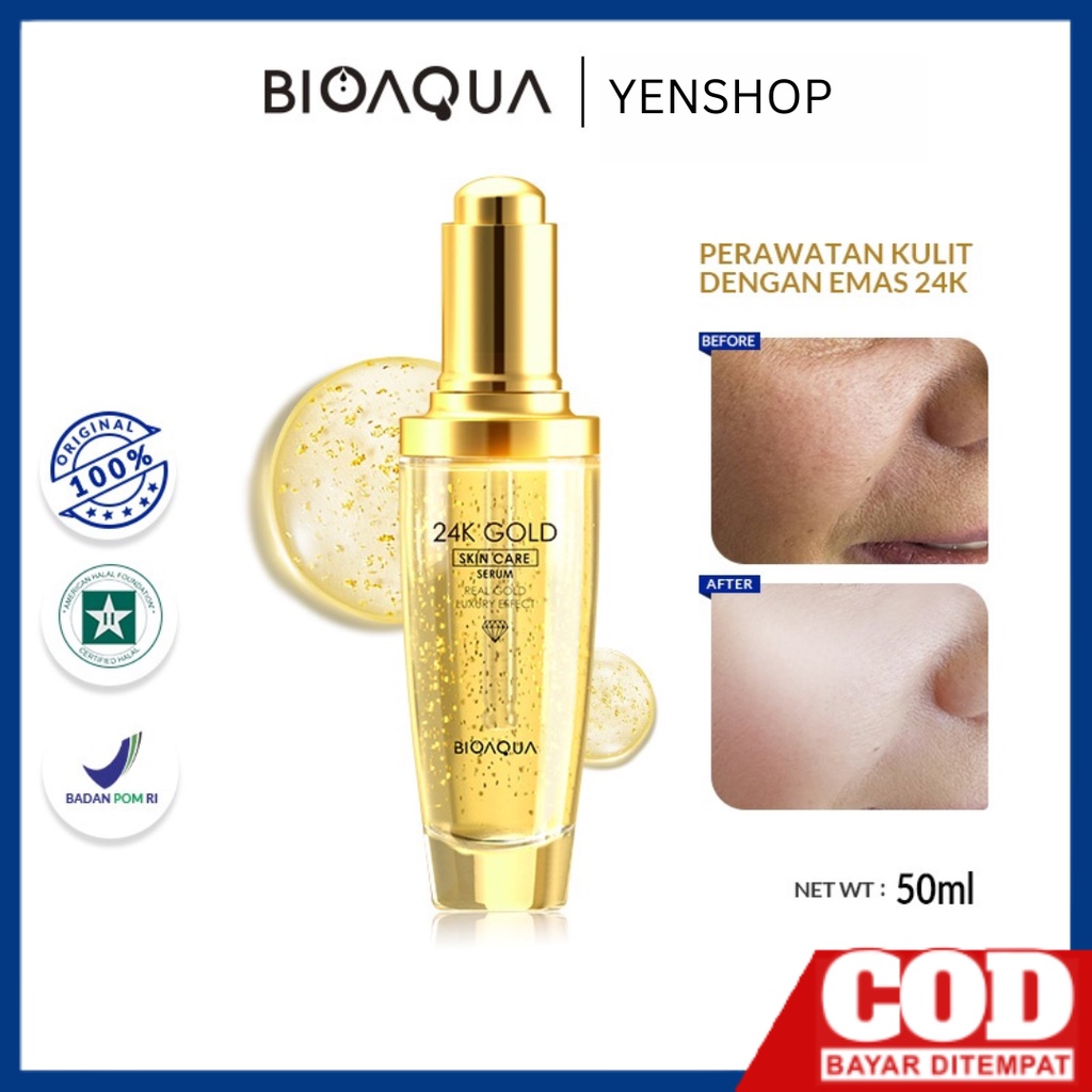 BIOAQUA 24k Gold Skin Care Face Serum Essence Cream Pelembab Pencerah Kulit