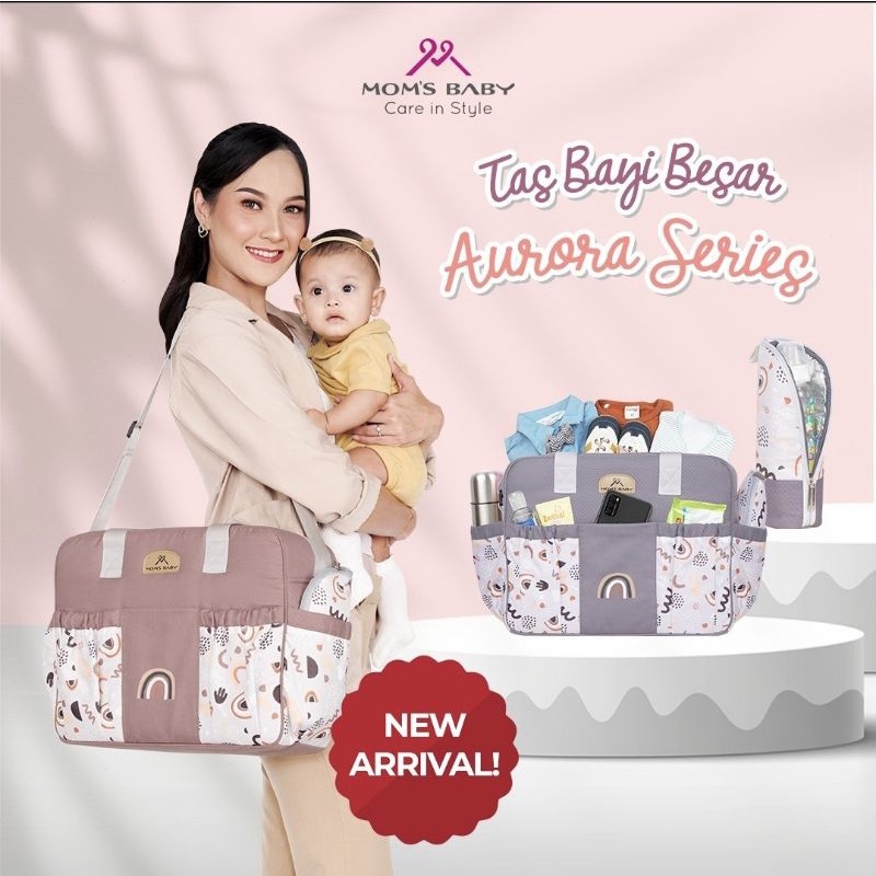 Mom's Baby Tas Bayi Besar Saku + Tas Botol Susu Aurora Series - MBT 3057