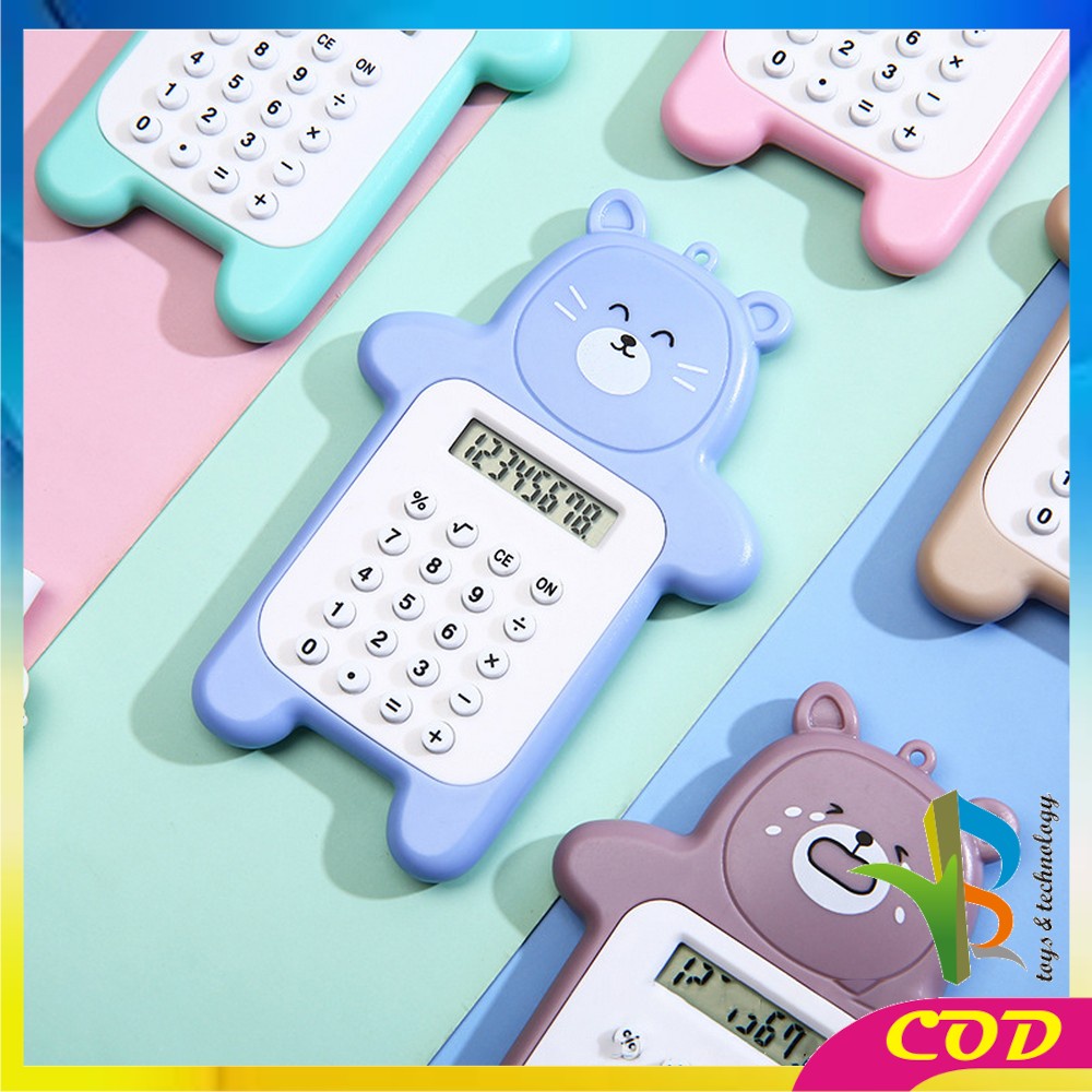 RB-C325 Kalkulator Mini Motif Beruang 8 Digit Tombol Karet Sekolah Stationary/ Bear Calculator Travel Mini Portable Desain Kartun Beruang