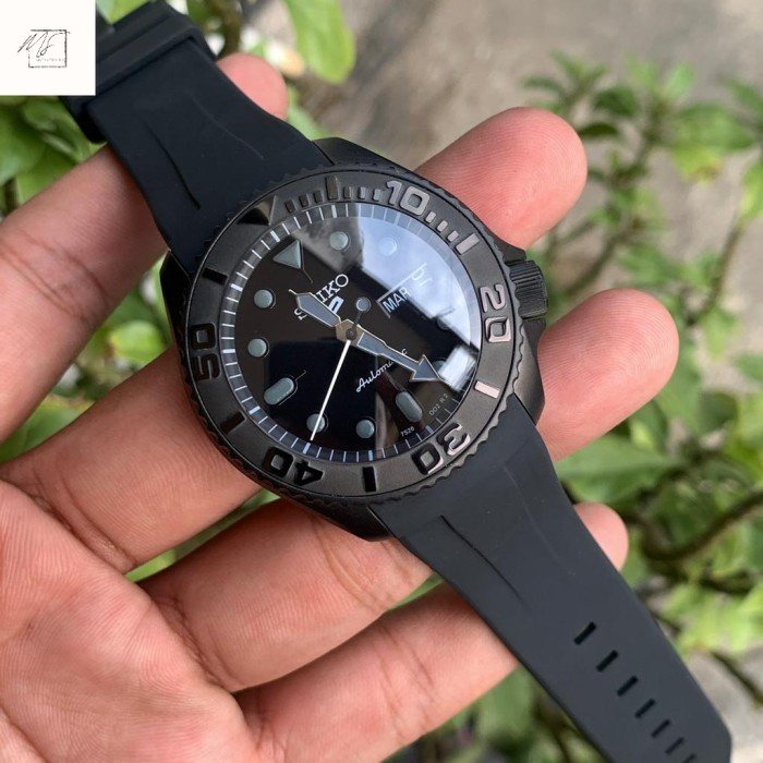 Mod Seiko Yacht Master NH35 Automatic Seiko Mod Black Dial Grey