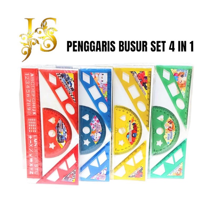 

Penggaris Busur set 4 in 1 FANCY Geometric Ruler Karakter