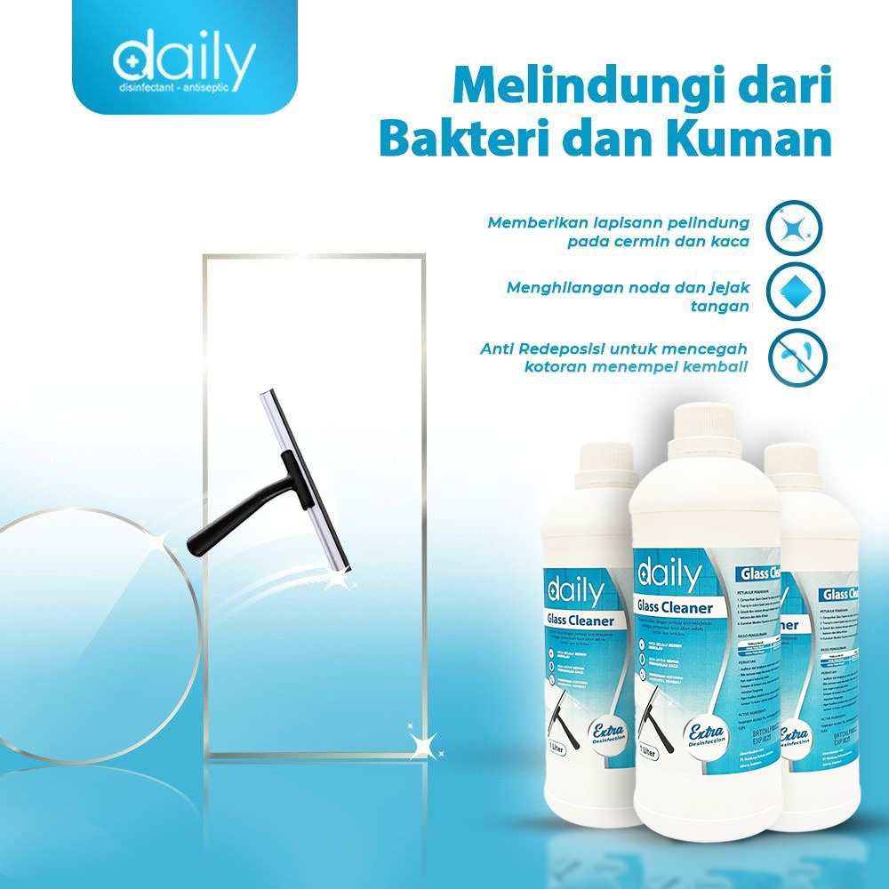 GLASS CLEANER 1L PEMBERSIH KACA ANTI REDEPOSISI DAILY 1 LITER