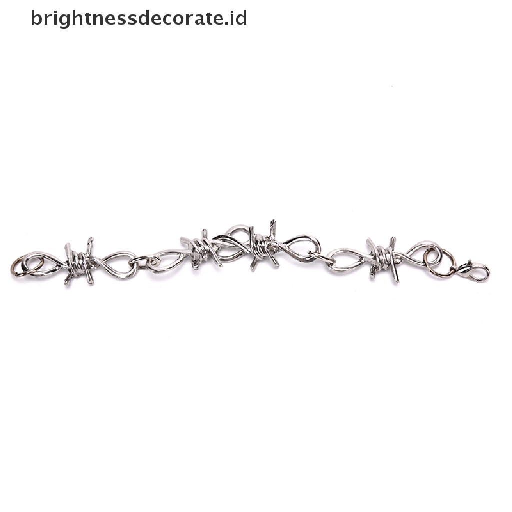 [Birth] Perak Stainless Steel Rantai Kaitan Gelang Gelang Bangle Perhiasan Punk Perhiasan [ID]