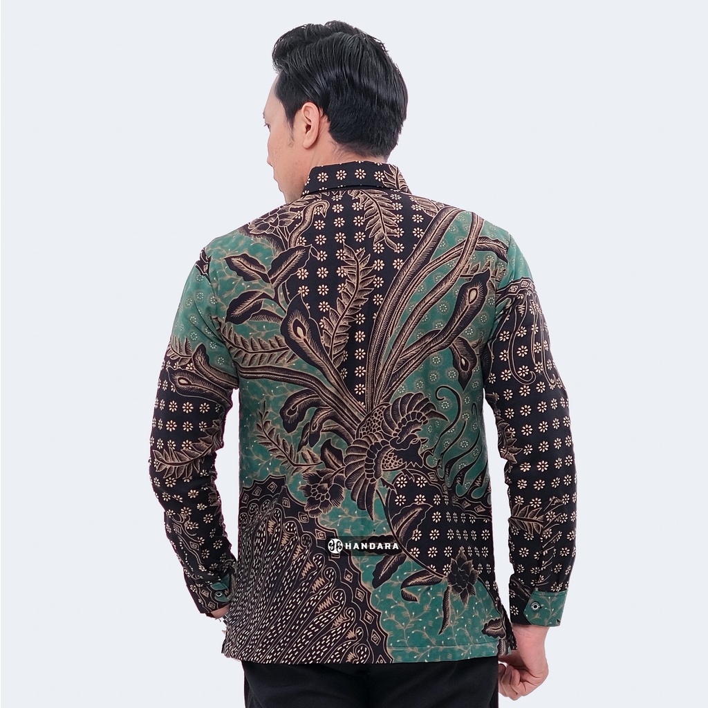 Handara Batik Pria Lengan Panjang Slim Fit Premium Truntum Turkis Turquoise HB-325