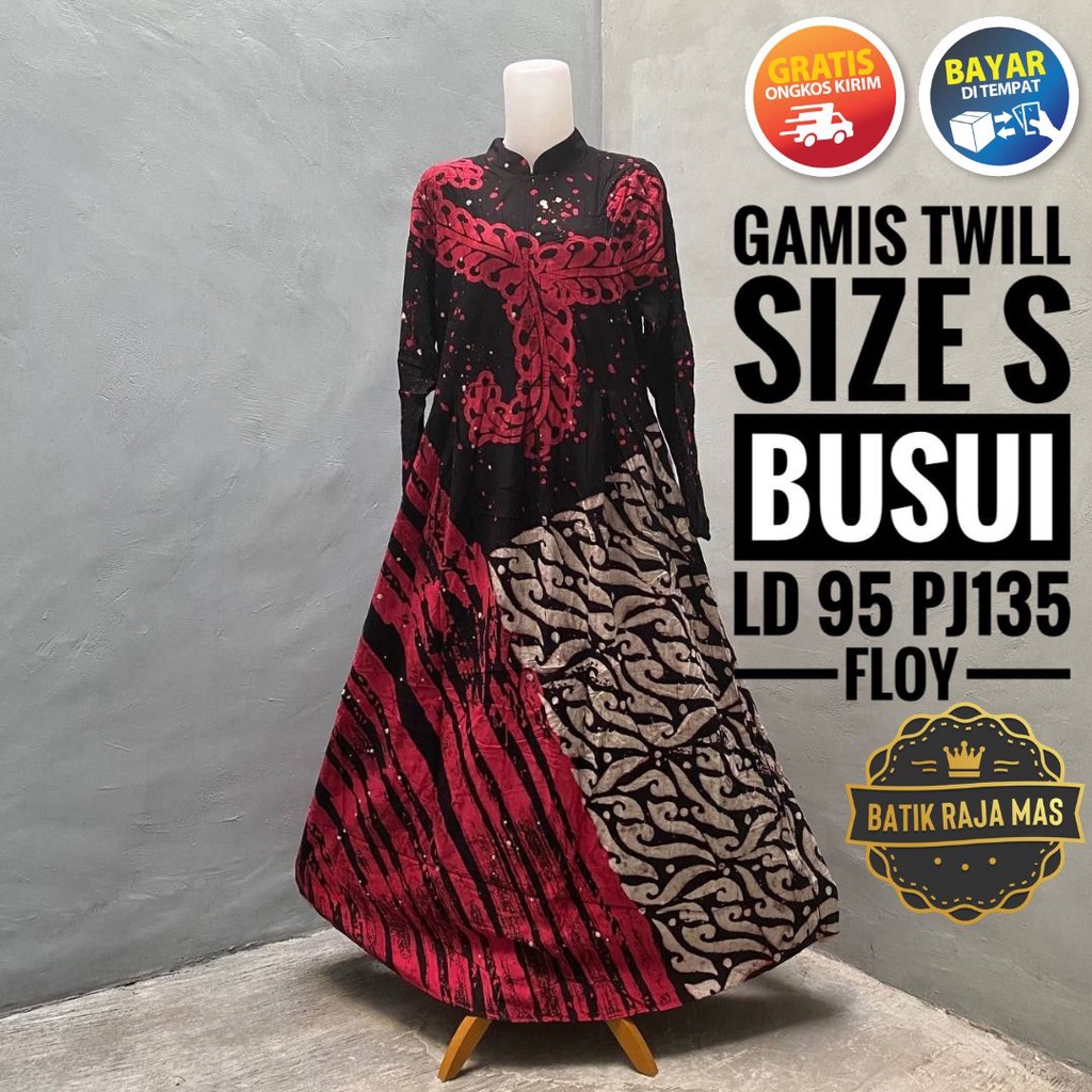 Dress Gamis Wanita Dewasa Remaja Kekinian Terbaru Syari Raya Lebaran Motif Batik Abstrak Twill Ori P