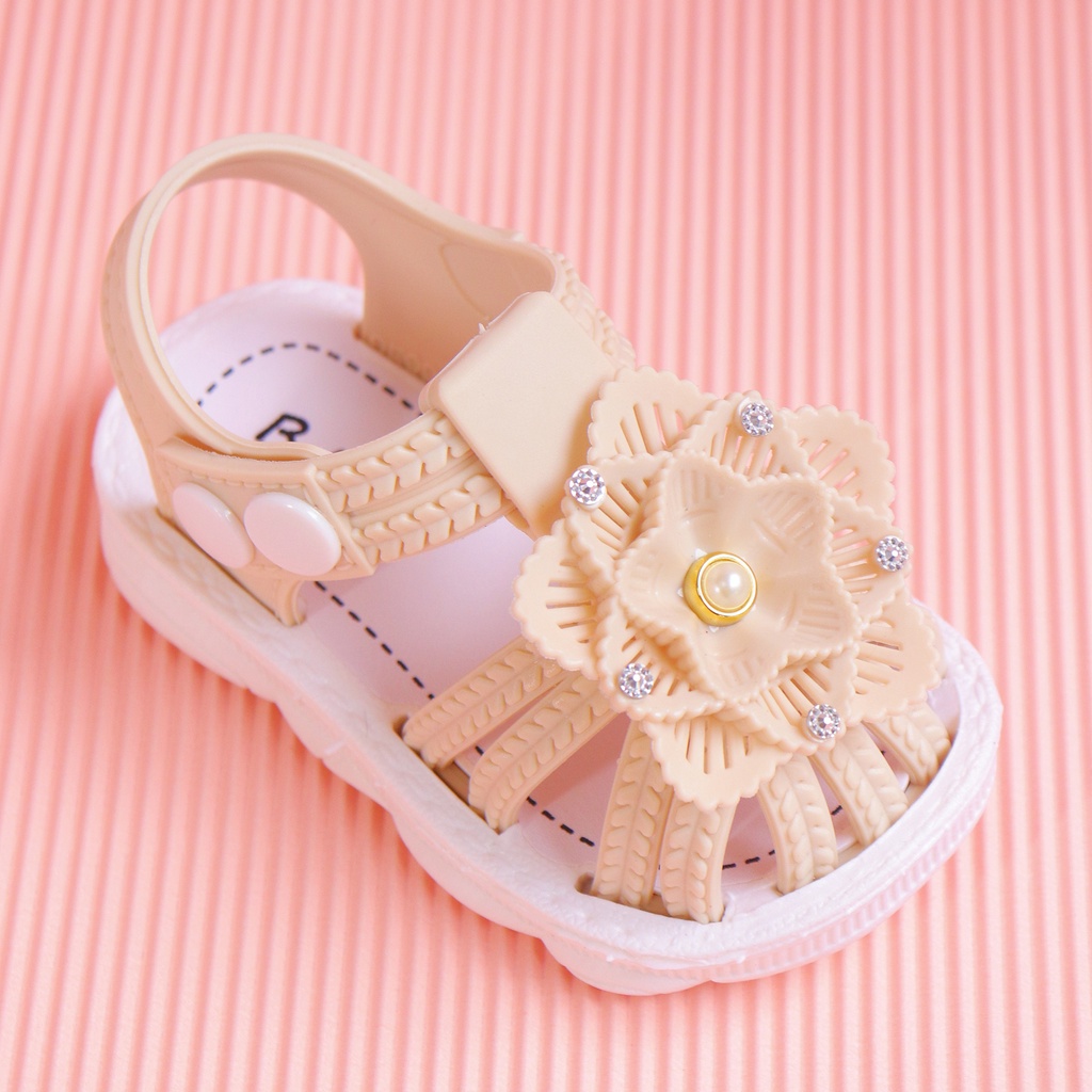 Okaybaby B258 Sandal Flat Flower Anak Perempuan Lucu Lembut Import