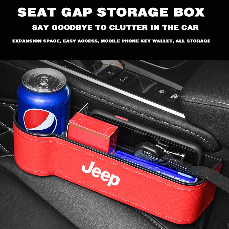 Jeep Kotak Penyimpanan Jok Mobil Gap Storage Box Car Storage Box Gap Filler Tempat Dompet Handphone Gap Pocket Aksesoris Mobil