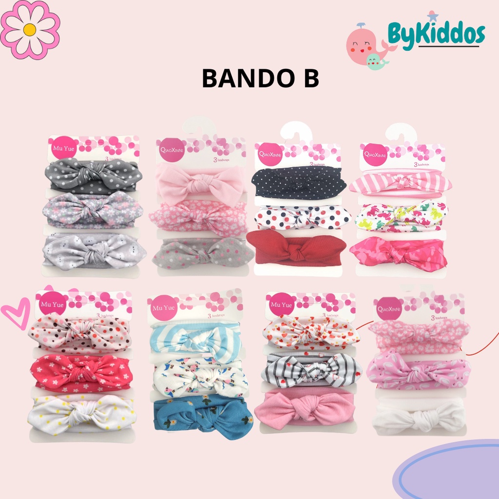 ByKiddos -  Set Bandana Bayi Premium / Headband Anak Kain Import Motif 1 SET 3 PCS