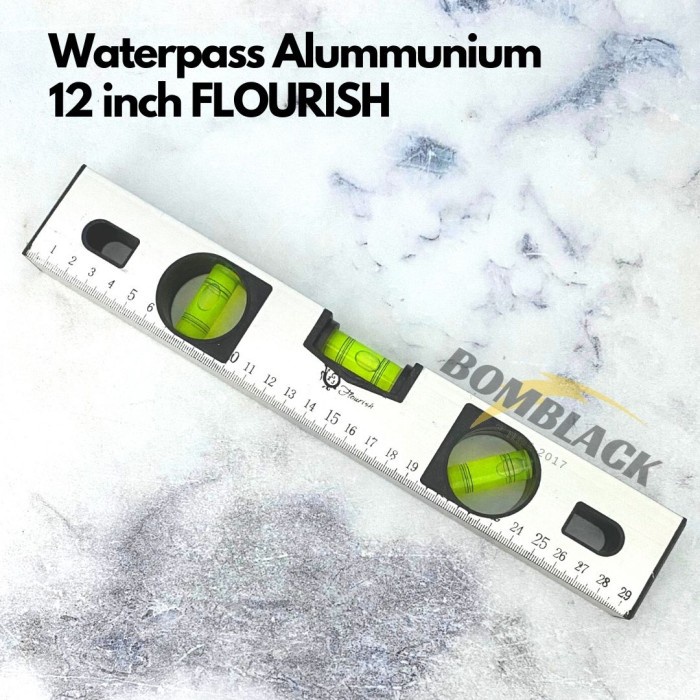 FLOURISH Waterpas Aluminium 12 inch Waterpass 30 cm Alat Ukur Torpedo