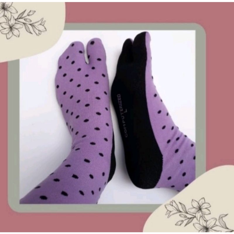 (12 PASANG) kaos kaki jempol motif polkadot wanita muslimah warna random kualitas premium super lembut