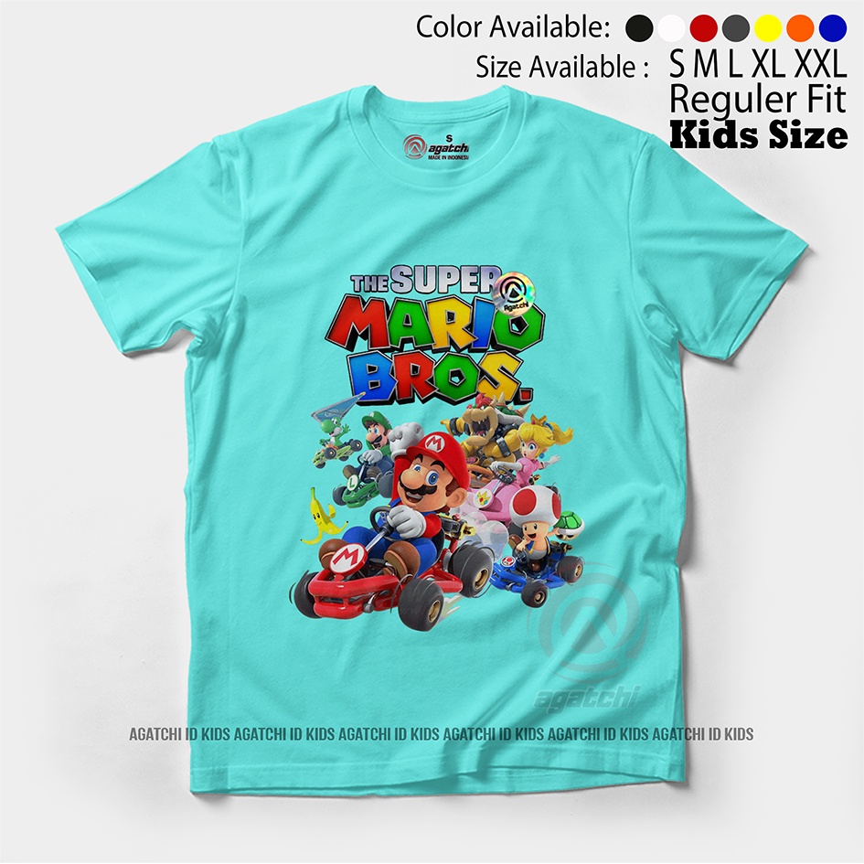 Baju Kaos Atasan Anak Laki - Laki Motif The Super Mario Bross