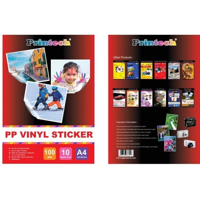 

PRINTECH PP VYNIL STICKER / Kertas Stiker Vynil A4 DISKON