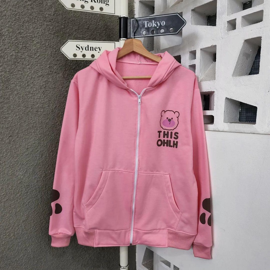 Hoodie Sweater THIS OHLH BEAR zipper bisa untuk jaket pria/wanita