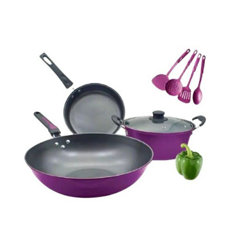 Panci Set Teflon Cookware Set Non-Stick 4 Pcs