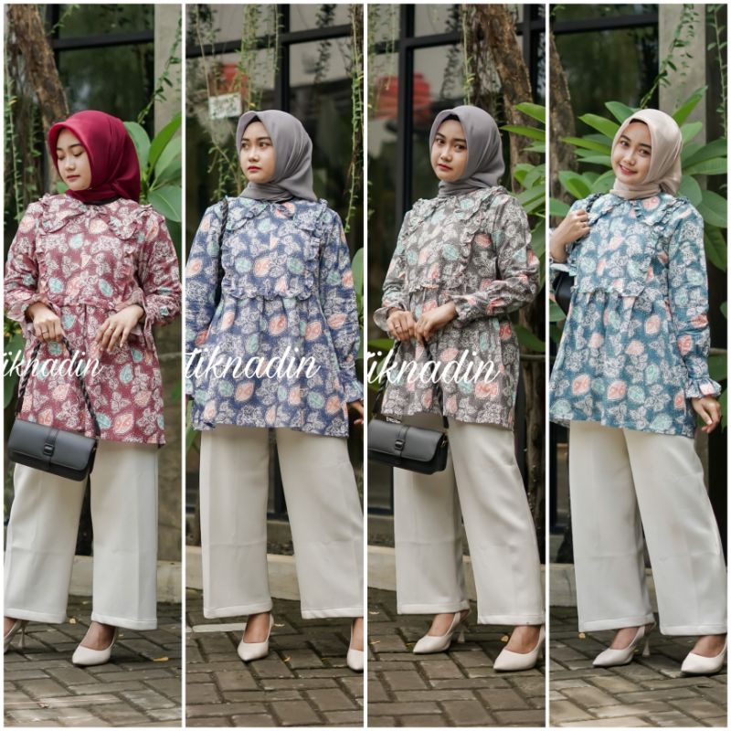 Blouse Batik Wanita Kerja Modern Shallu Blouse Kekinian