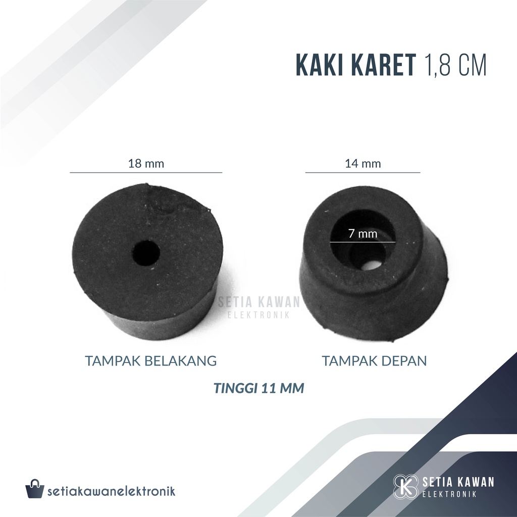 Kaki Karet 1,8 cm (PVC) untuk Salon Speaker / Box Power / Amplifier / Hardcase / Sofa / Pintu