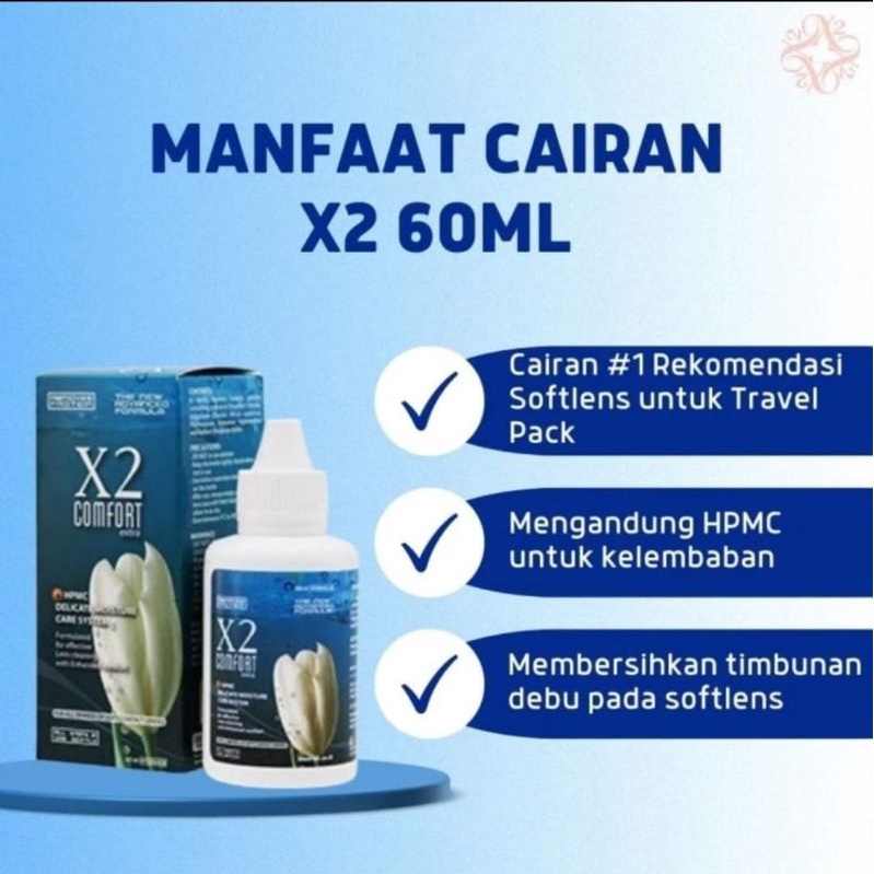 Cairan pembersih softlens X2 comfort 60ml/air pencuci dan perendam soflen x2 comfort travel pack