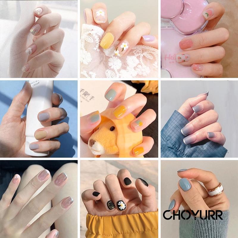 【COD】Kuku Palsu Polos/False Nails Warna Glossy 24Pcs French Manicure 3D Kuku Palsu Polos Untuk Nail Art / Manicure-CH