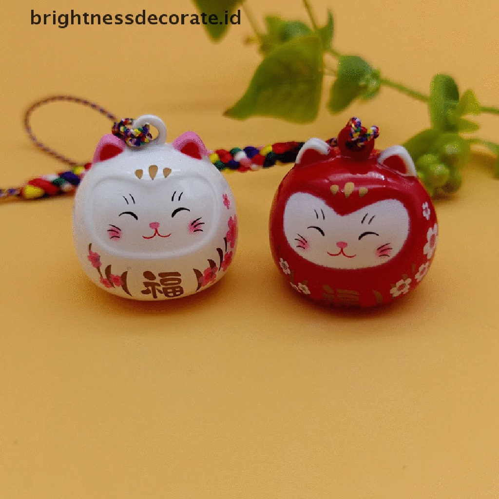 [Birth] Lucu Kartun Jepang Lucky Cat Keychain Lucky Cat Trinket Kunci Mobil Liontin [ID]