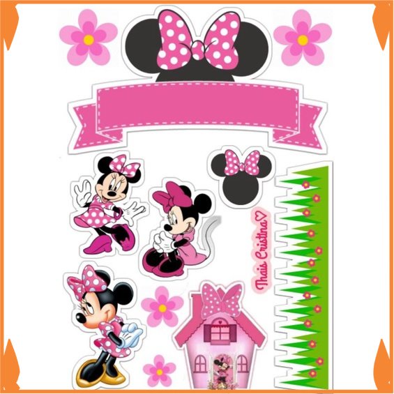 Ready Topper Cake Custom Nama Tema Mickey  Munnie Mouse  baner kue ultah Toko_Arsha