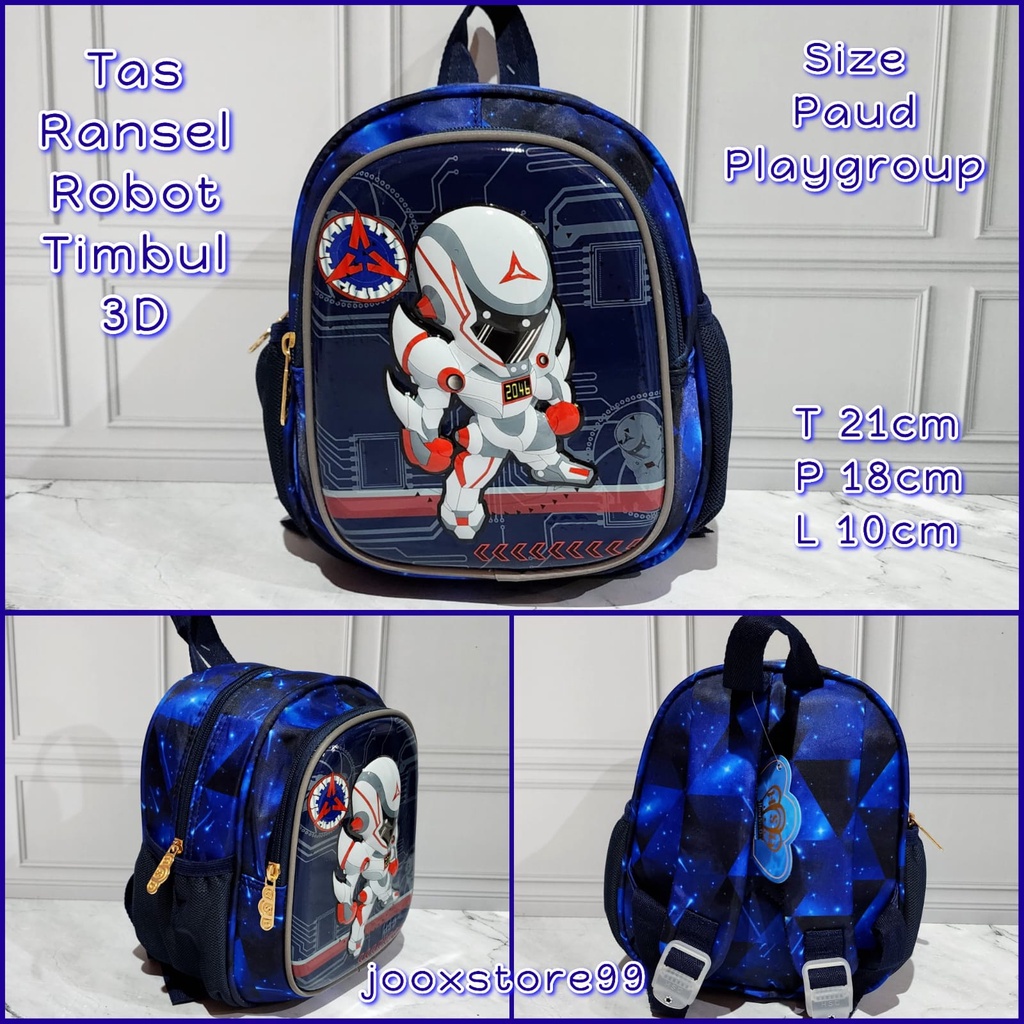 Tas Sekolah Ransel Anak Playgroup / Paud Motif Timbul 3D Glossy Tas Gendong Anak Import Backpack Anak Perempuan dan Laki - Laki