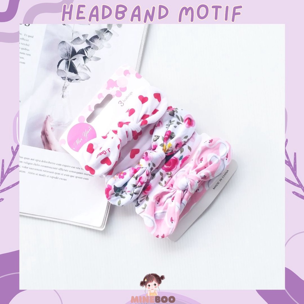 mineboo - Baby HEADBAND MOTIF 3 in 1 Bandana Bando Pita Bayi Anak