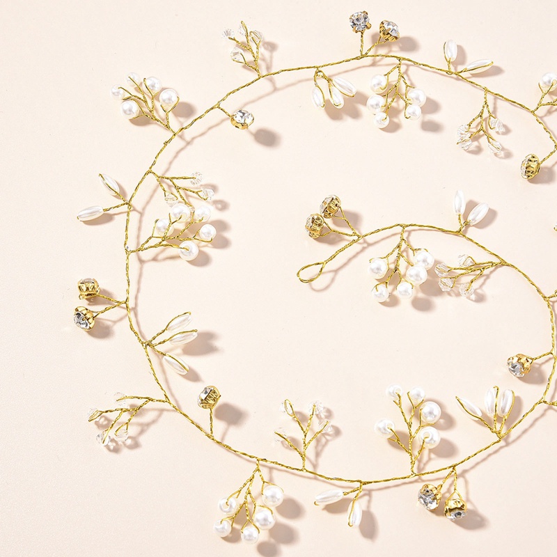 Simulasi Mutiara Rambut Rambat Untuk Pengantin Wanita Warna Rose Gold Silver Bando Kristal Pernikahan Aksesoris Rambut Hiasan Kepala Hairband