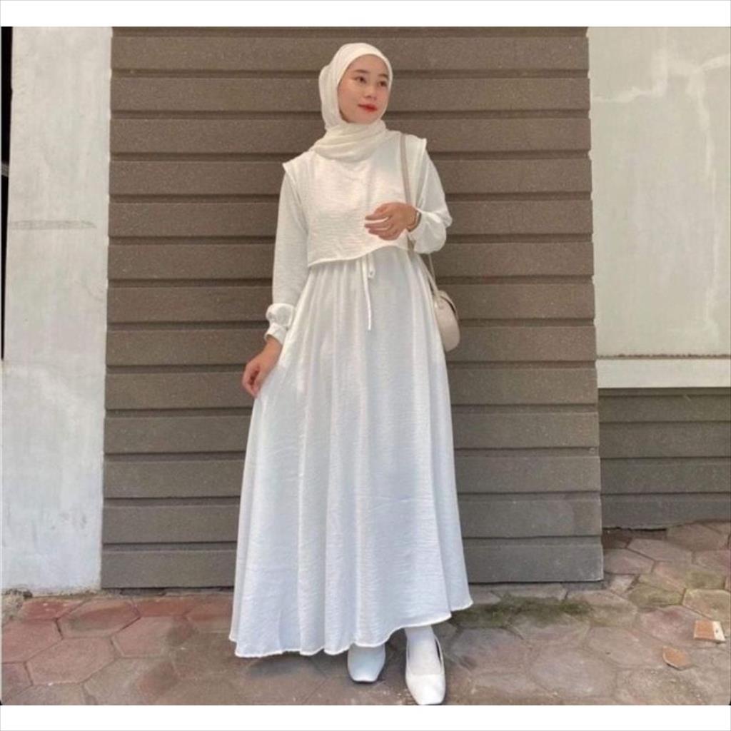 LS 482 - Maxy Dress Glacia Crinkle Airflow Premium Baju Gamis Pakaian Wanita Busui Friendly Anti Kusut