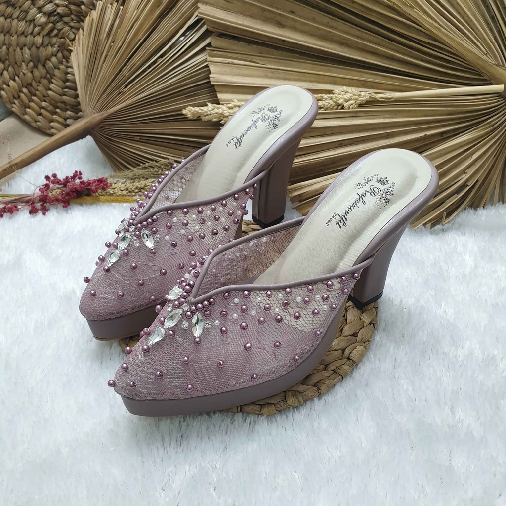 Sepatu wedding pesta cantik Meera mauve hak tinggi 10cm