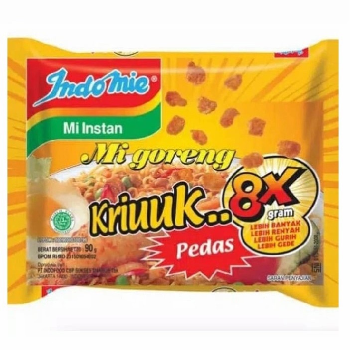 

mie goreng instan indomie kriuk kriuuk 8x pedas 85