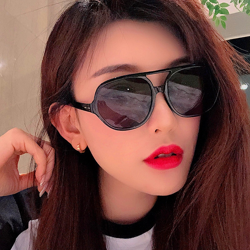 (YUZHU) Mode Baru Double Beam Aviator Kacamata Wanita Vintage Fashion Transparan Bingkai Persegi Anti Cahaya Biru Kacamata Pria