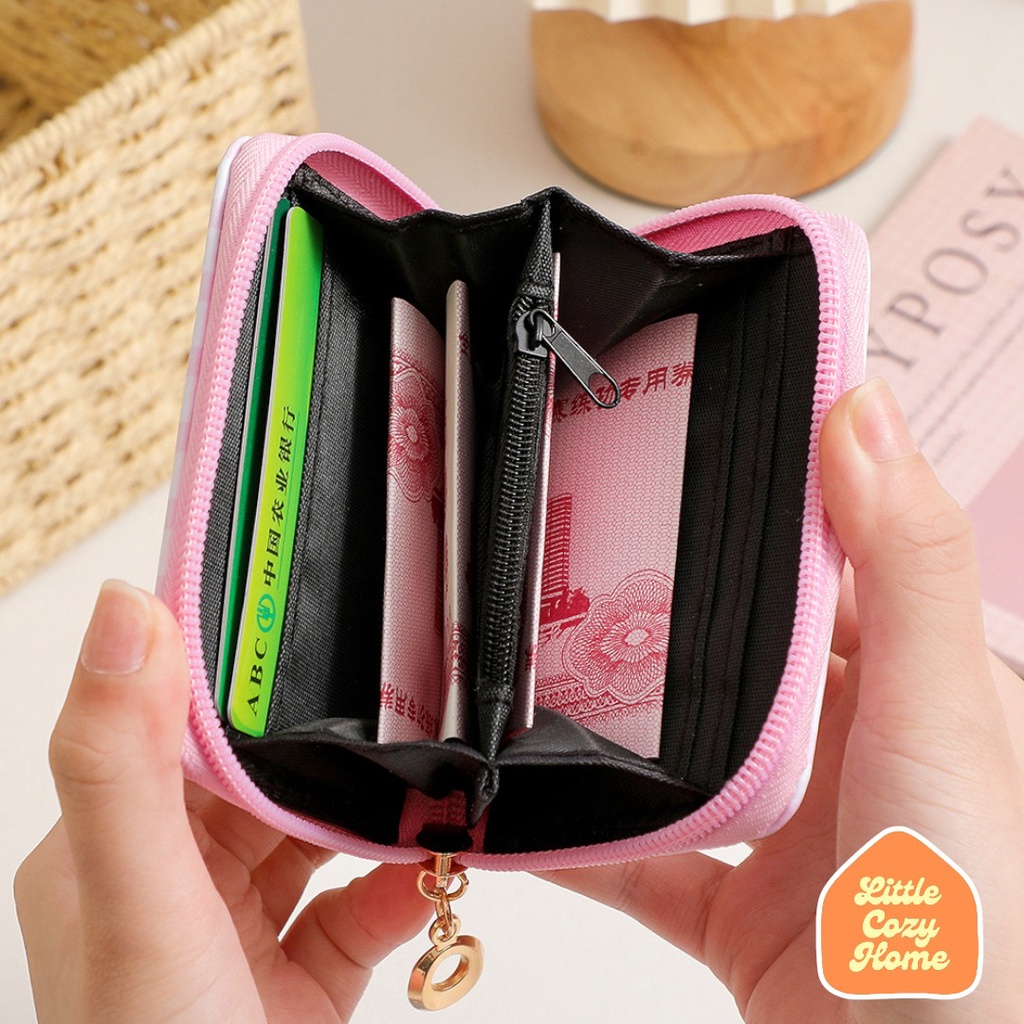 Kawaii Girl Leather Wallet / Dompet Kulit PU Wanita Import Lipat Resleting Anak Cewek Perempuan Remaja Photo Card Holder Case Ala Korea Motif Karakter Pastel Accessories