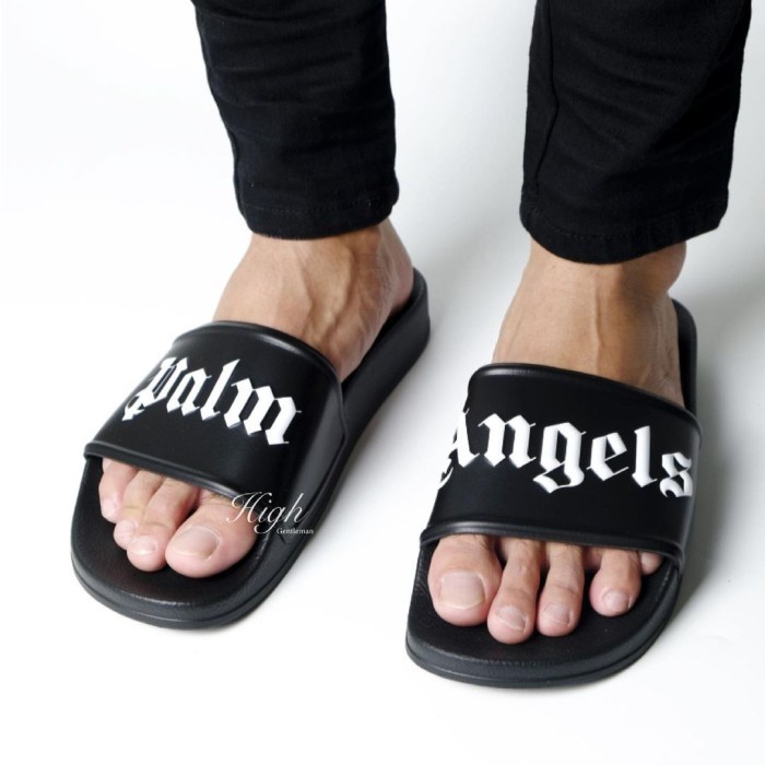 Palm Angels SS22 Men Pool Slider Black/White 100% Original