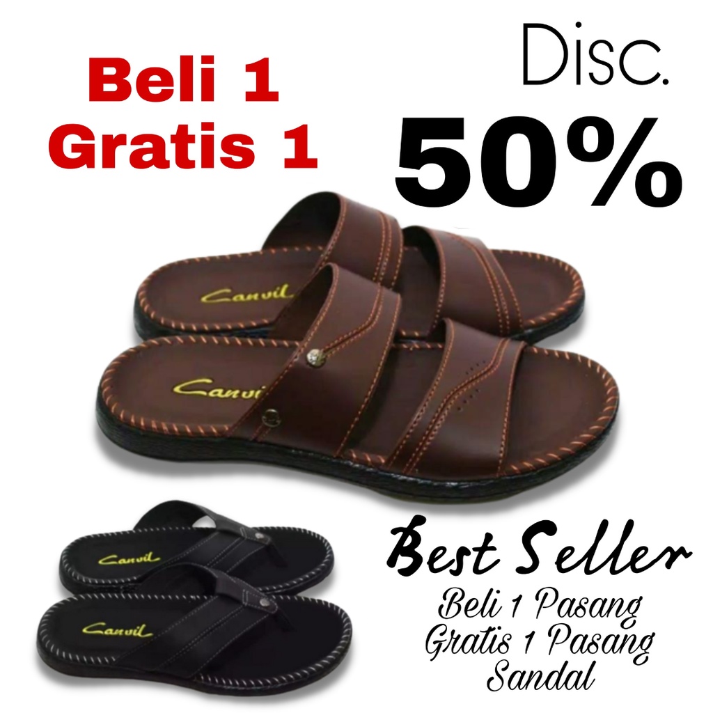 SANDAL KULIT PRIA BELI 1 GRATIS 1 TERBARU