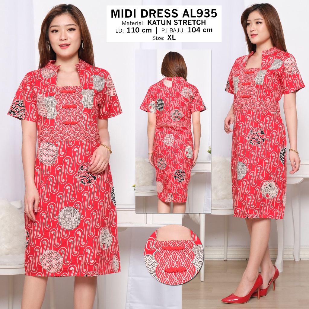 Dress Batik Imlek Cheongsam Cotton Stretch - Daster Batik Cheongsam