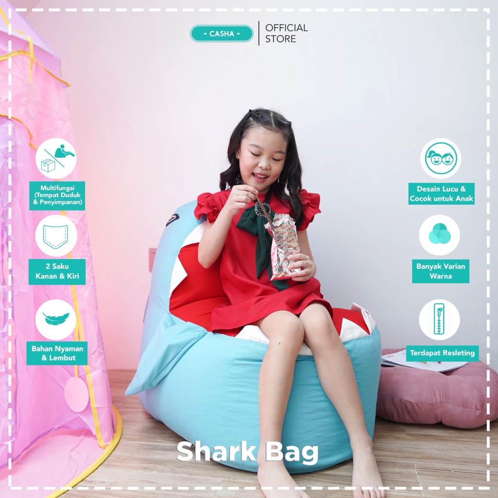 Jual CASHA Shark Bag Bean Bag Anak Sofa Anak Shopee Indonesia