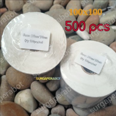 

_^_^_^] Kertas Stiker Resi Label Thermal 100x100 500/ Sticker Termal 100 x 100